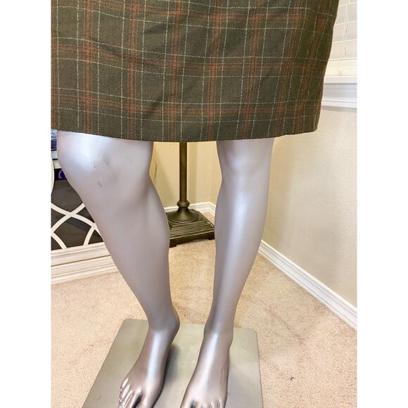 Haute De Gamme Brown Plaid Pencil Skirt Size 12 - Picture 5 of 7